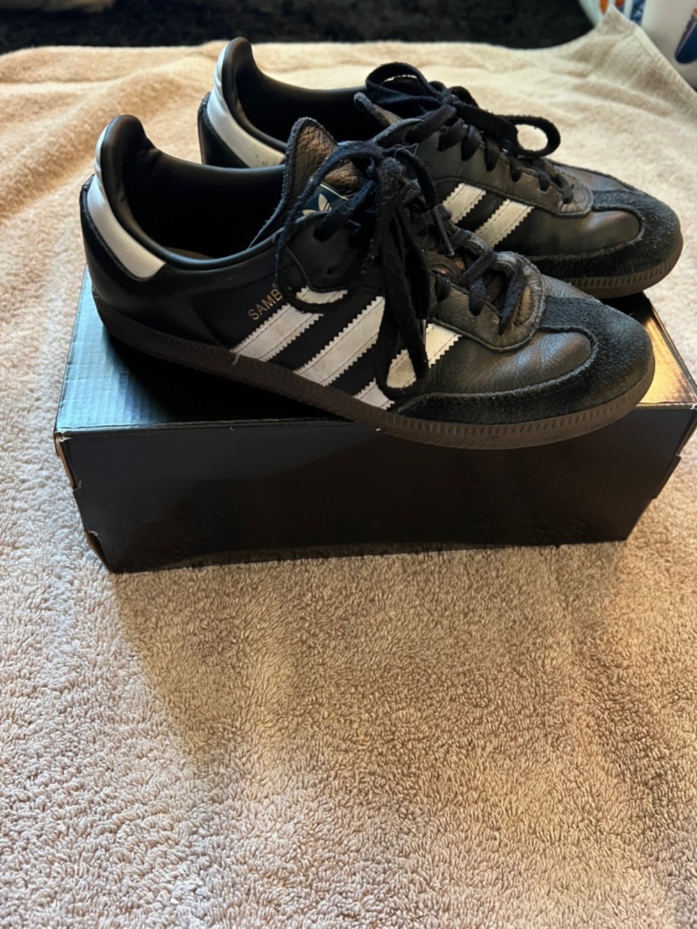adidas Samba Men's Sneakers - Black with White Stripes